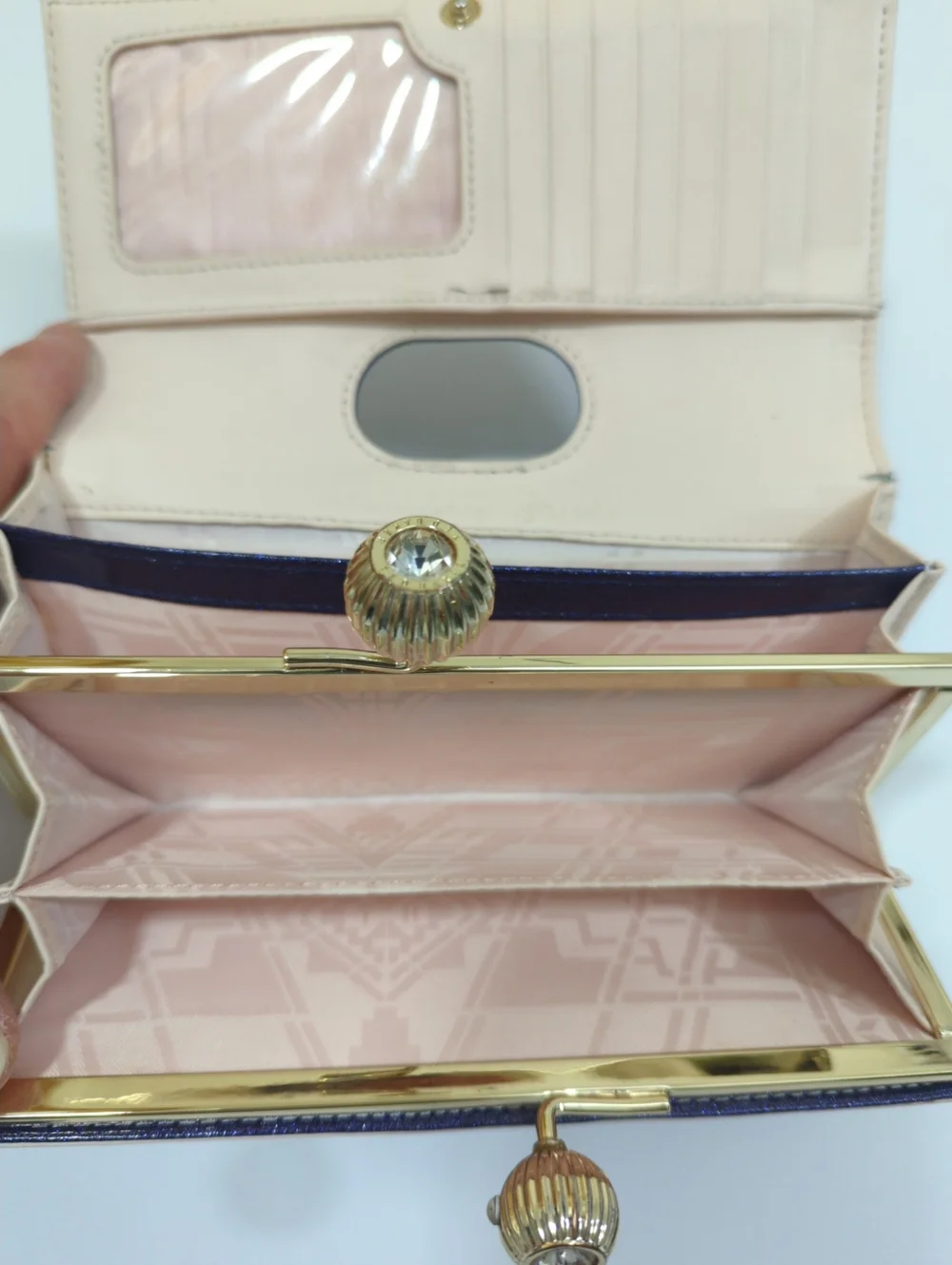 Ted Baker Glitter Patent Purple Sparkle Wallet with Gold Kiss-Lock